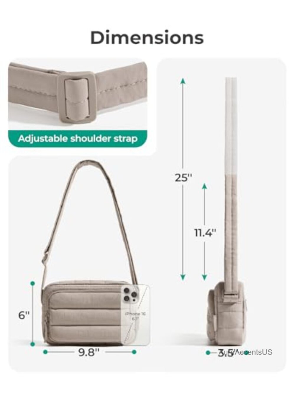 Puffer Crossbody Bag for Women RFID Blocking Nylon Travel Purse - Picture 5 of 6